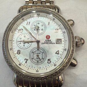 Michele CSX 36mm, MOP Diamond Dial, Chronograph Watch, A14060SS Stainless Band